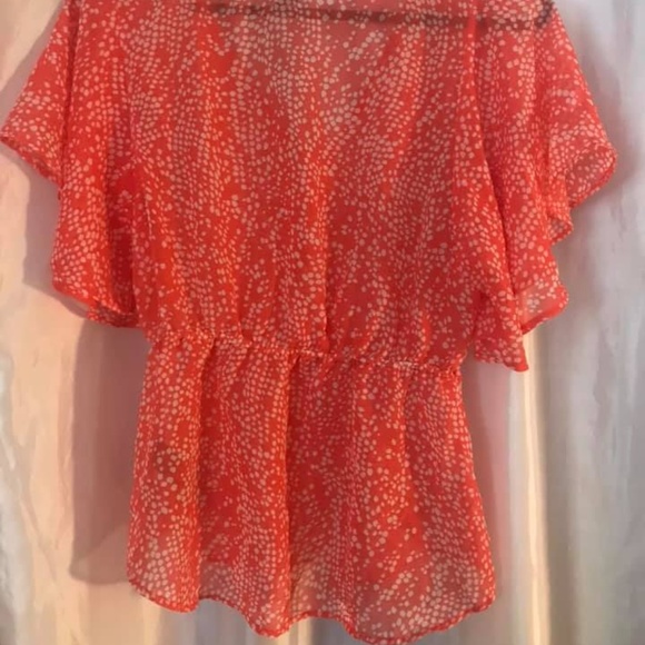 Orange Polka Dot Chiffon Blouse - Picture 2 of 2
